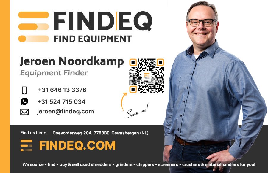 Introducing Jeroen, co-owner and founder of Findeq with over 10 years of experience in the recycling equipment business. Jeroen’s dedication and proven track record make him an key player for Findeq’s long-term success.His willingness to take on new challenges, ensures that he is well-prepared for any situation. Approachable and always ready to share his knowledge, Jeroen is a valuable member of the team. When you have questions related to recycling equipment, shredders, crushers, screeners, grinders or just want to learn more about Jeroen, don’t hesitate to send him a message or connect with him on LinkedIn!